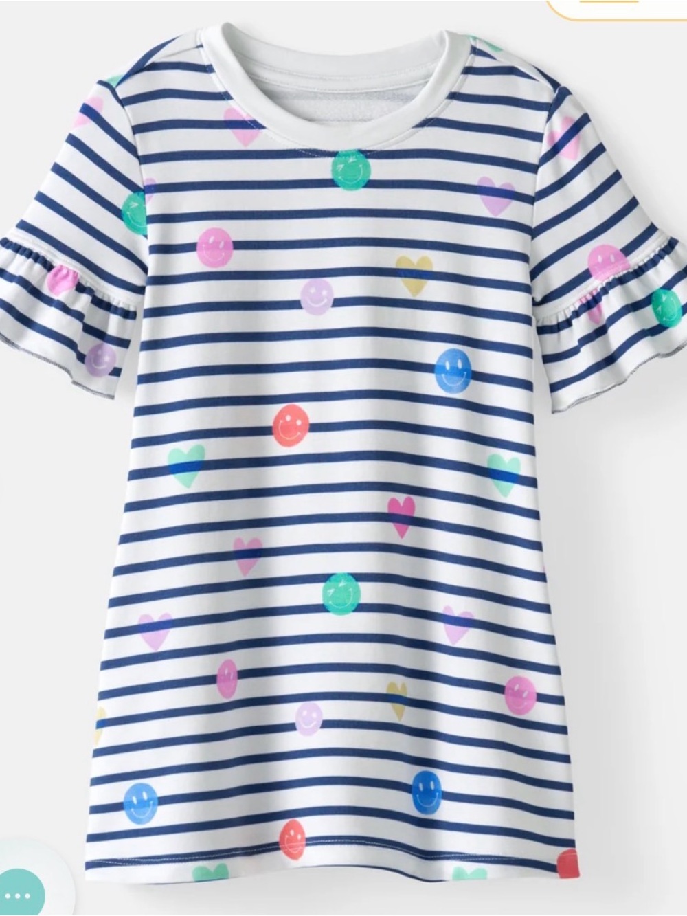 Little Sleepies Smiley Stripes Ruffled Shift Dress 4T - Never Worn